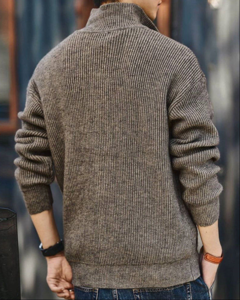 Street Vintage Cardigan Turtleneck Sweater