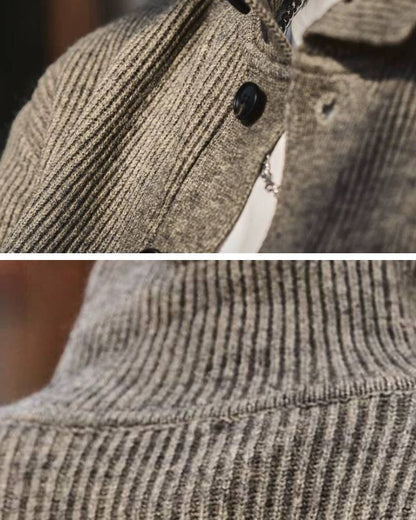 Street Vintage Cardigan Turtleneck Sweater