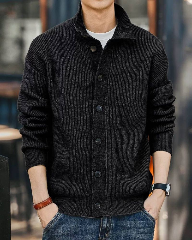 Street Vintage Cardigan Turtleneck Sweater