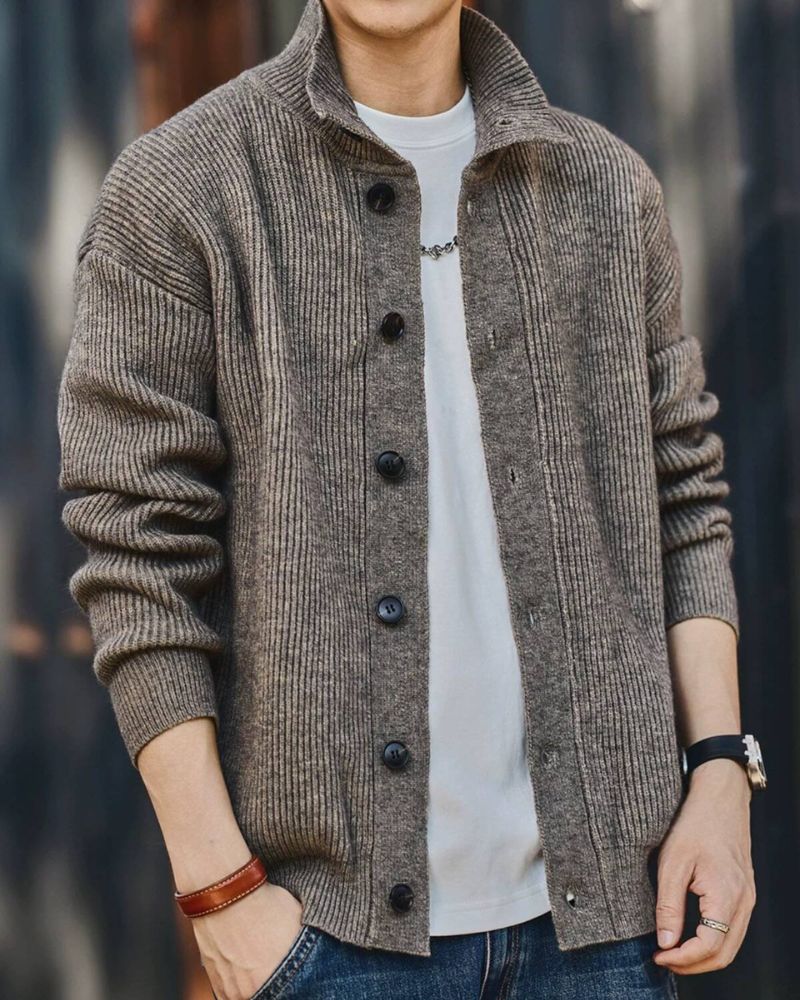 Street Vintage Cardigan Turtleneck Sweater
