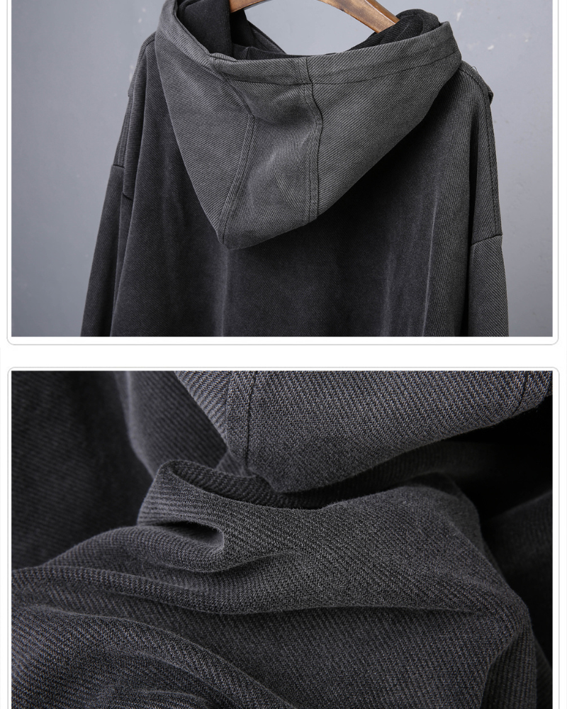 Street Vintage-Wash Patchwork Techwear Hoodie