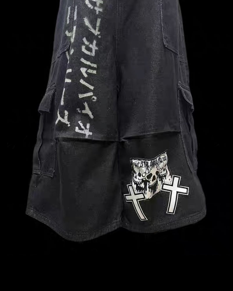 Street Washed Chains Denim Baggy Jorts