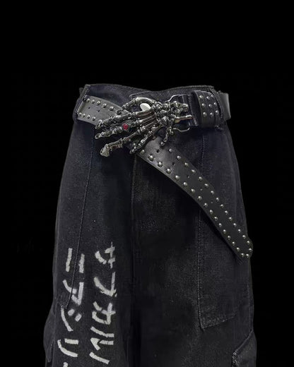 Street Washed Chains Denim Baggy Jorts