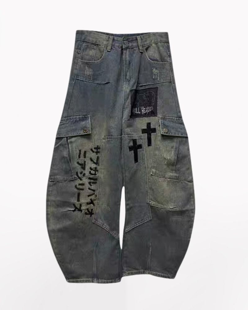 Street Washed Chains Denim Pants | Y2K Jeans
