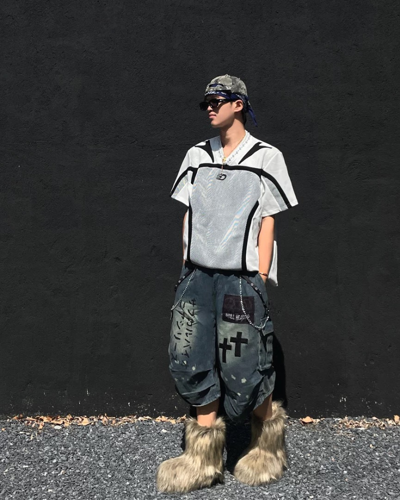 Street Washed Chains Denim Shorts | Baggy Jorts