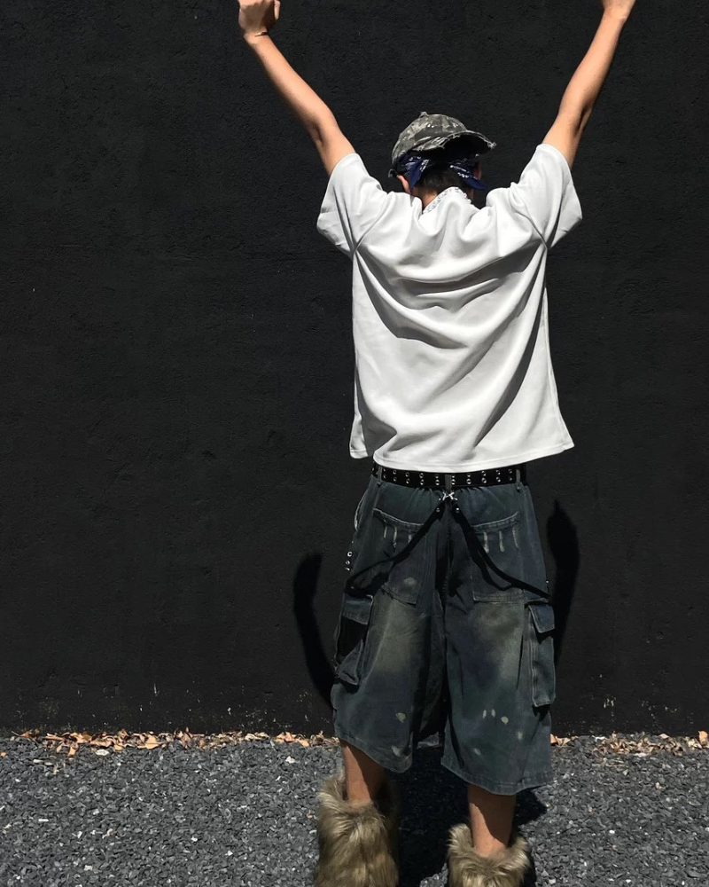 Street Washed Chains Denim Shorts | Baggy Jorts