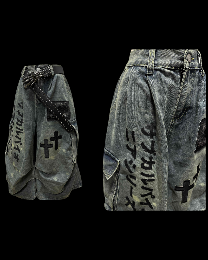Street Washed Chains Denim Shorts | Baggy Jorts