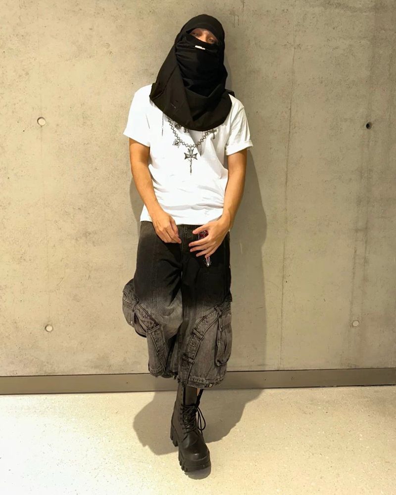 Street Washed Ombre Denim Baggy Jorts