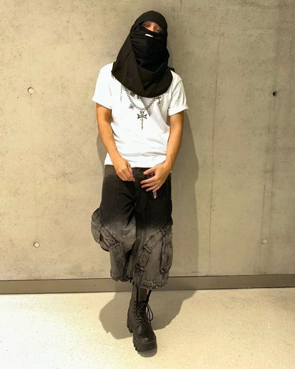 Street Washed Ombre Denim Baggy Jorts