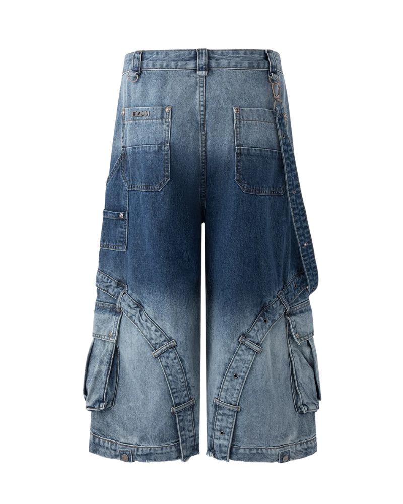 Street Washed Ombre Denim Baggy Jorts