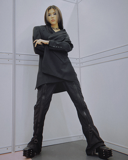 Opium Style Street Y2K Fashion Zipper Flared Pants