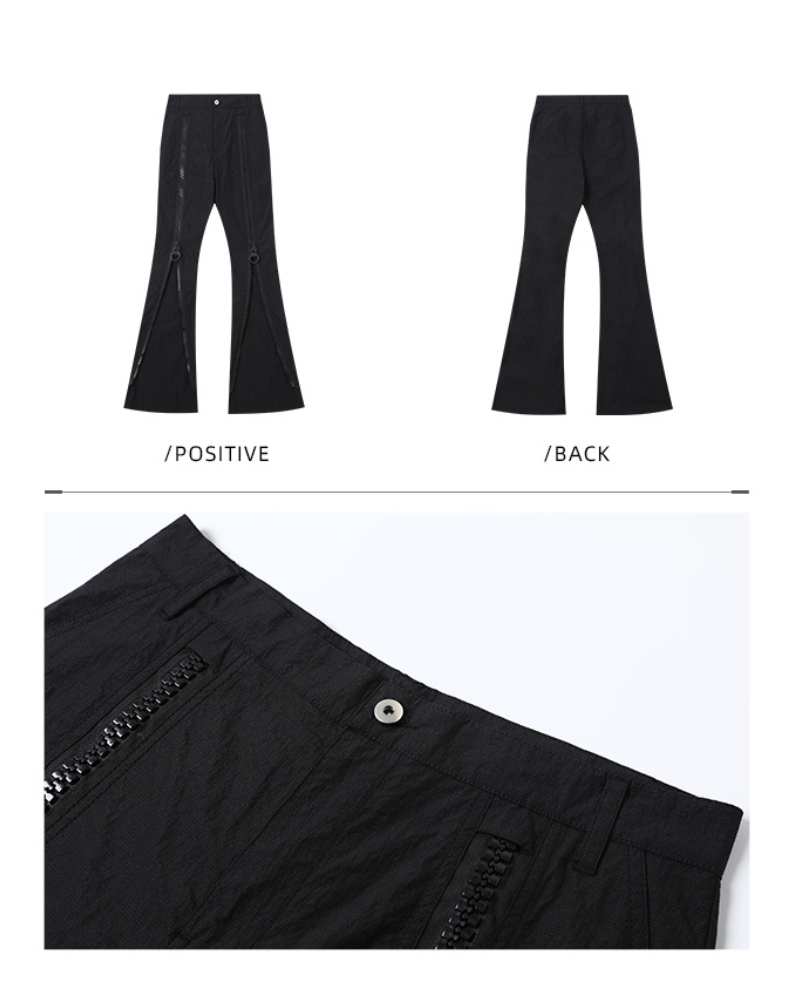 Opium Style Street Y2K Fashion Zipper Flared Pants