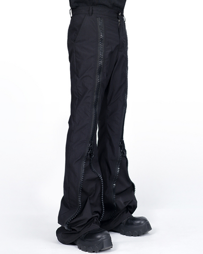 Opium Style Street Y2K Fashion Zipper Flared Pants