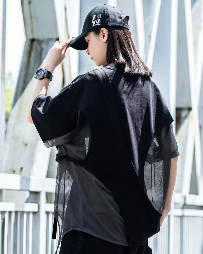 Street Irregular Stitching Hollow T-Shirt