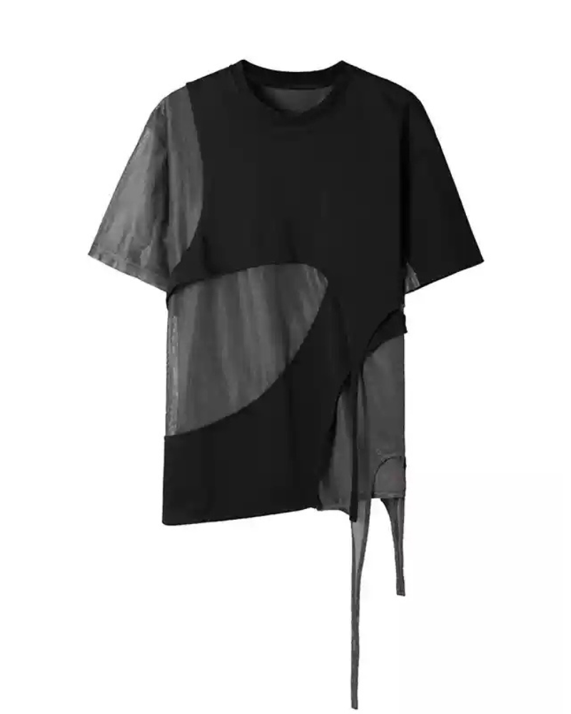 Street Irregular Stitching Hollow T-Shirt
