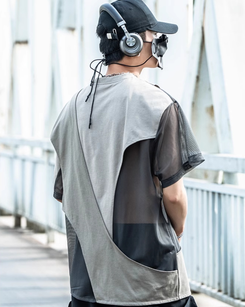 Street Irregular Stitching Hollow T-Shirt