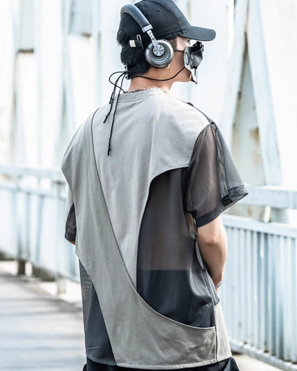 Street Irregular Stitching Hollow T-Shirt