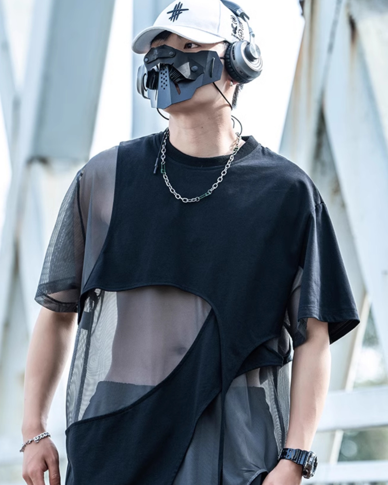 Street Irregular Stitching Hollow T-Shirt