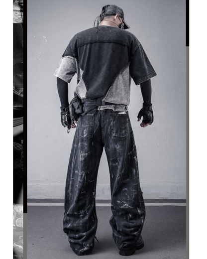 Street Wasteland-style Distressed Patchwork T-Shirt