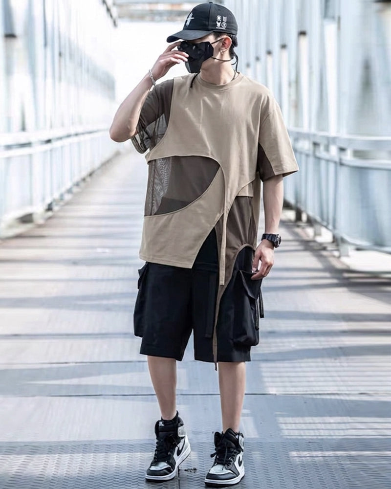 Street Irregular Stitching Hollow T-Shirt