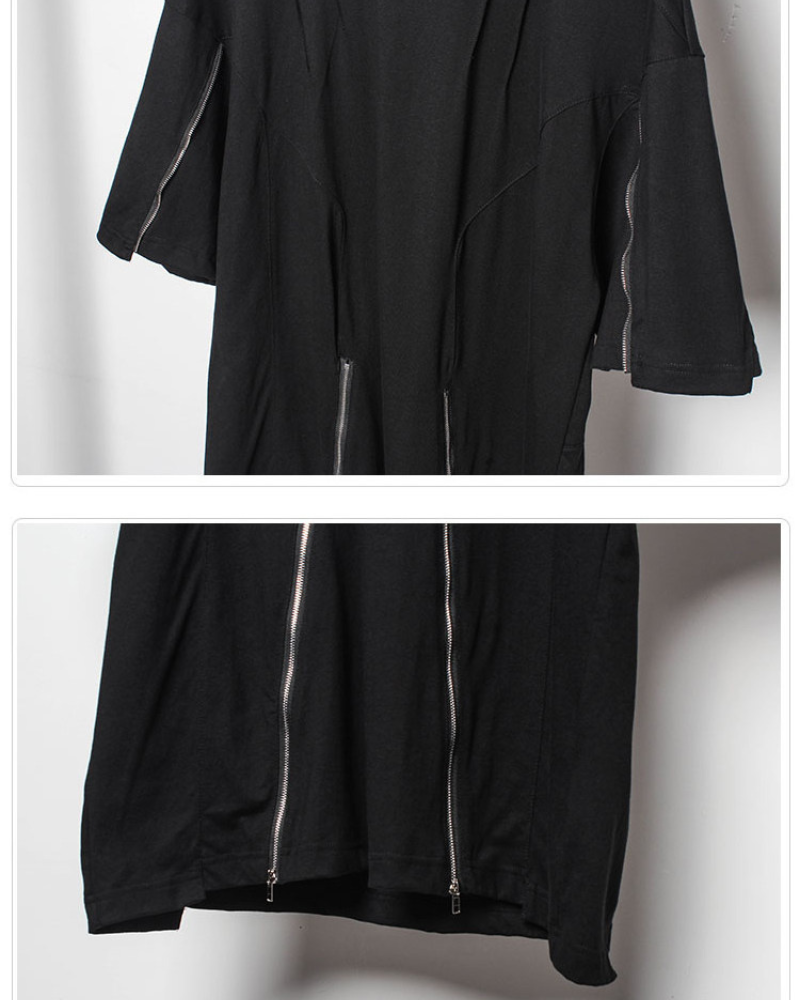 Street Oversized Multi-Zipper Cotton T-Shirt