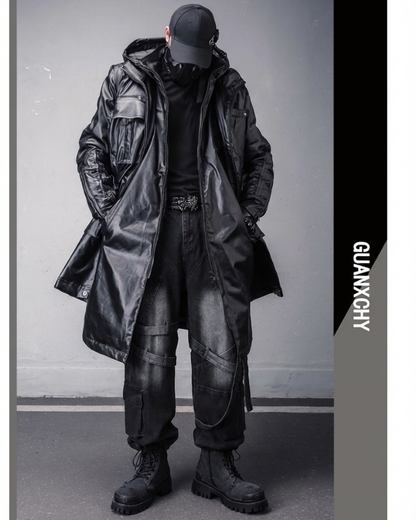 Street Shadowed Vintage Faux-Layer Tech Parka Jacket