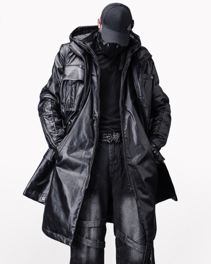 Street Shadowed Vintage Faux-Layer Tech Parka Jacket