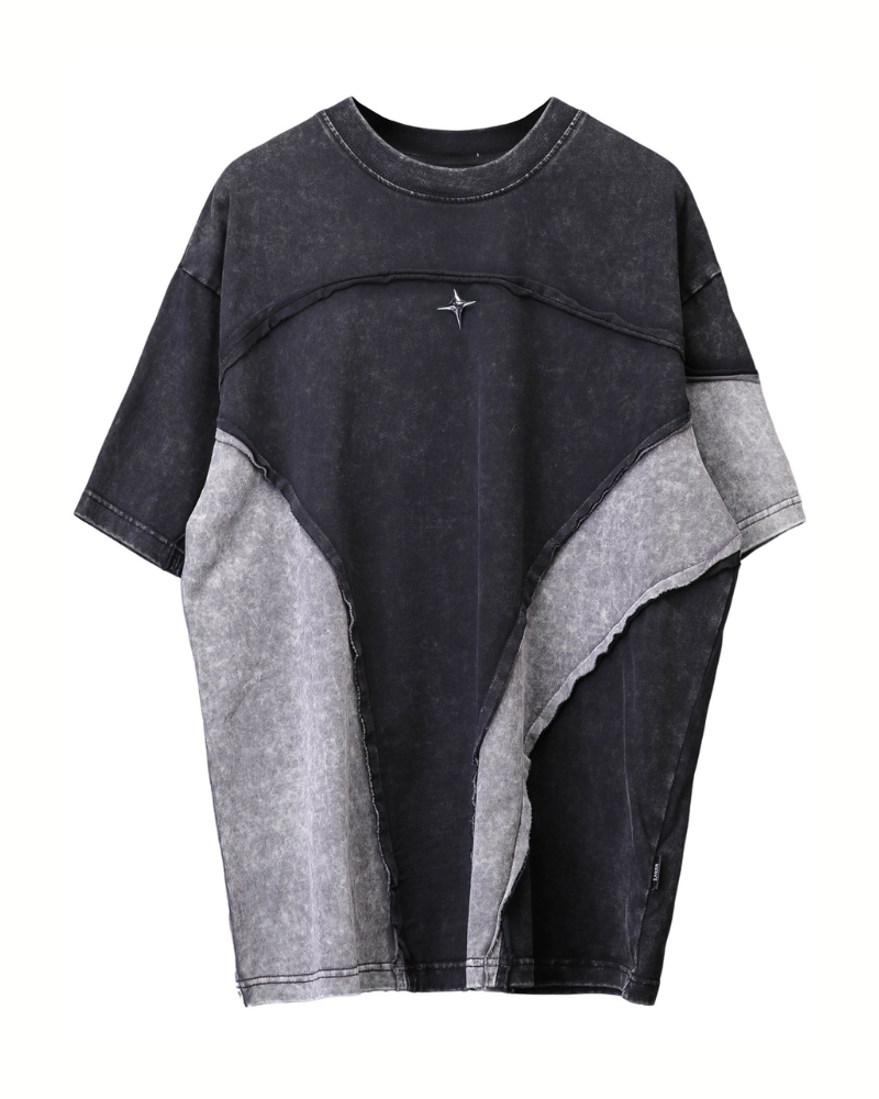 Street Wasteland-style Distressed Patchwork T-Shirt