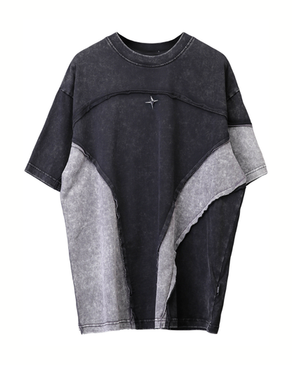 Street Wasteland-style Distressed Patchwork T-Shirt