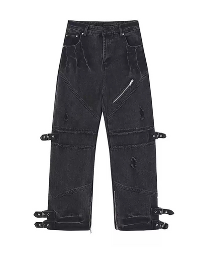 Streetwear Bandage Zipper Y2K Punk Jeans