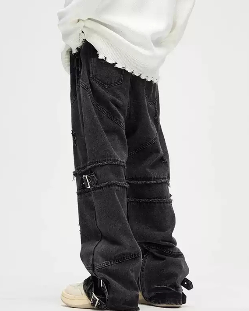Streetwear Bandage Zipper Y2K Punk Jeans