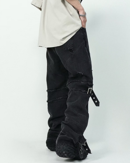 Streetwear Bandage Zipper Y2K Punk Jeans