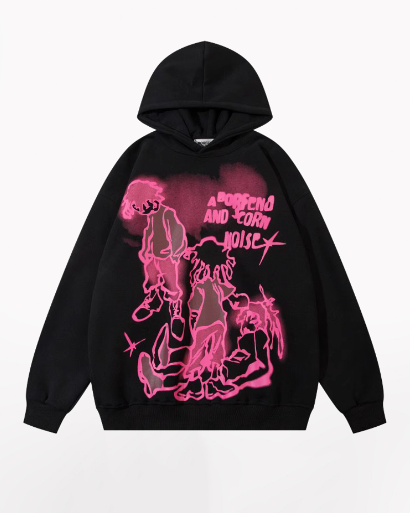 Streetwear Cartoon Graffiti Couple Hoodie – Techwear Official