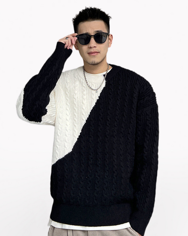 Streetwear Color Block Crewneck Sweater