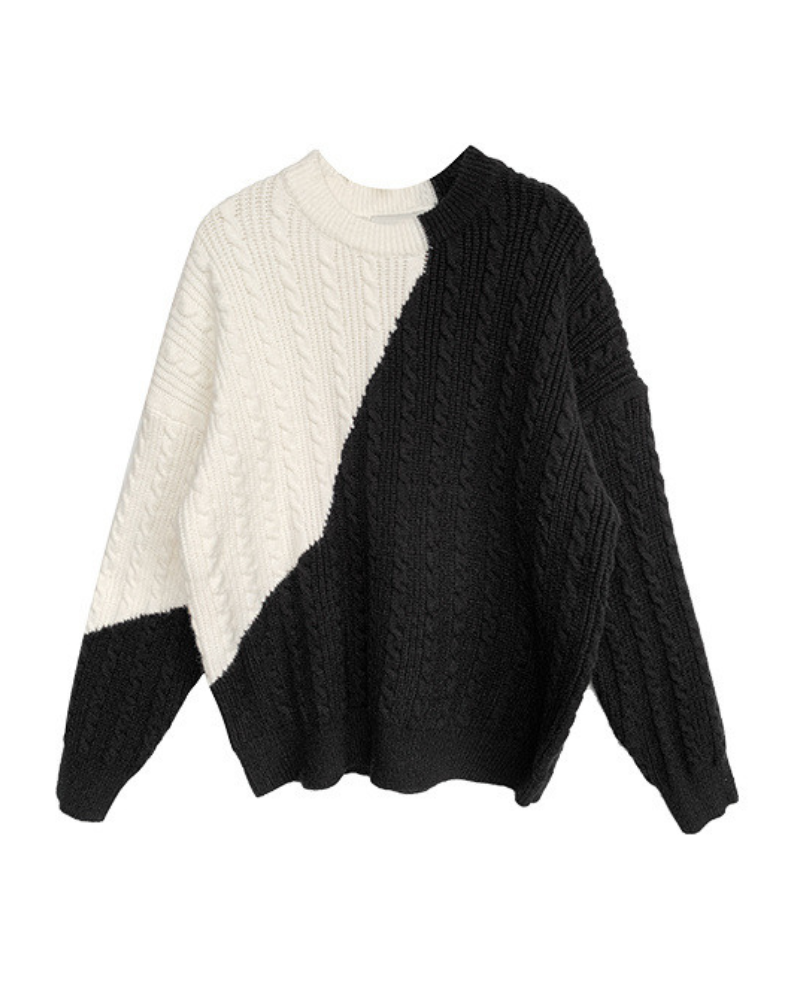 Streetwear Color Block Crewneck Sweater