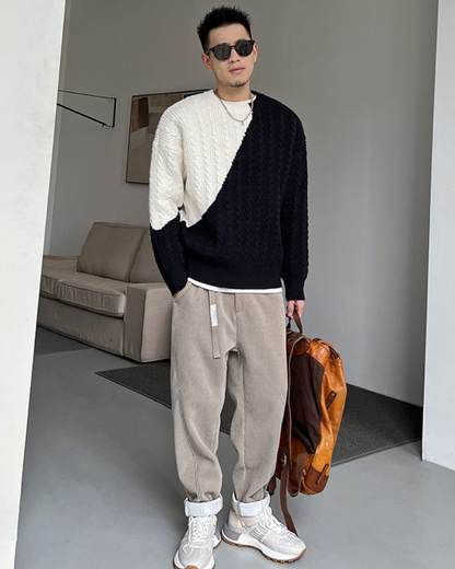 Streetwear Color Block Crewneck Sweater