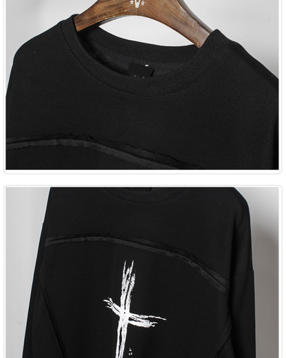 Streetwear Cross Print Sweatshirt