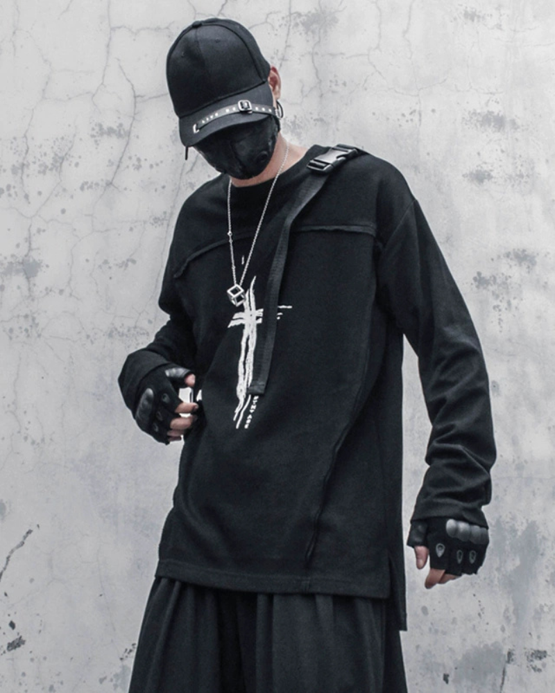 Streetwear Cross Print Sweatshirt