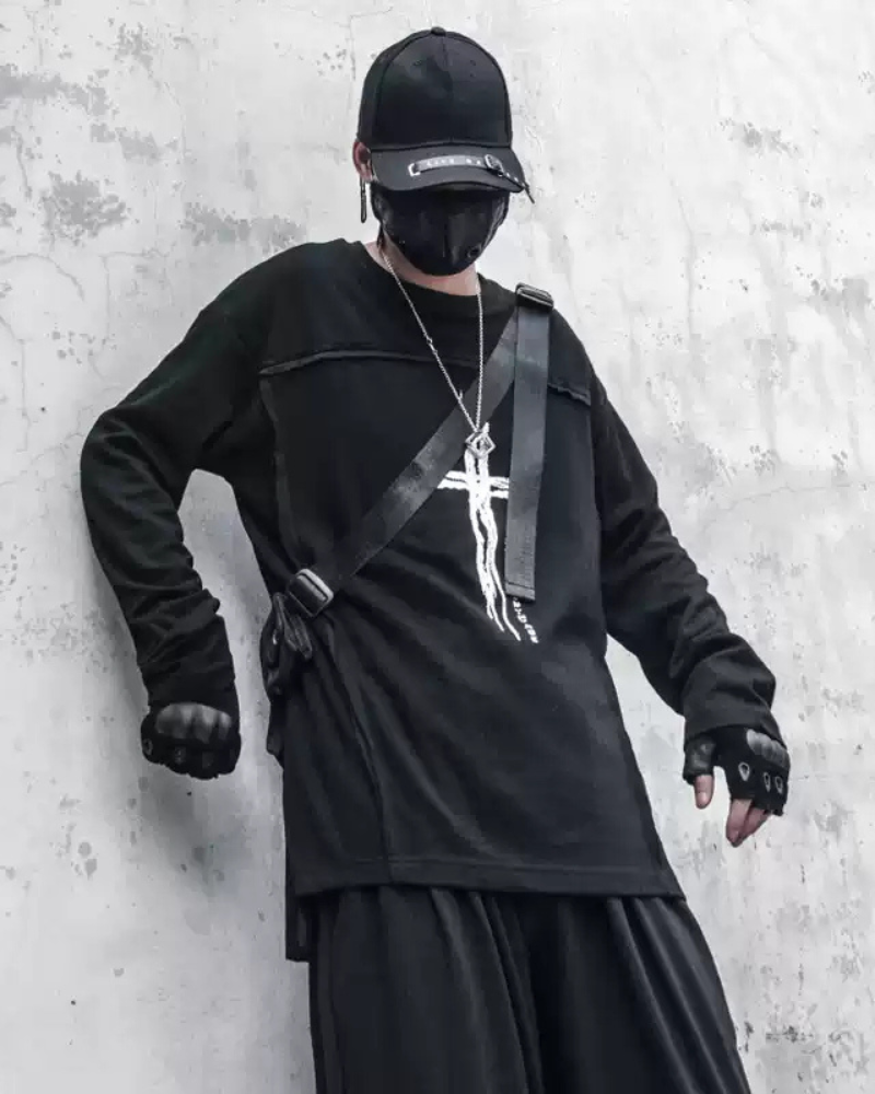 Streetwear Cross Print Sweatshirt