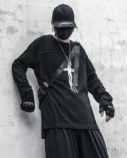 Streetwear Cross Print Sweatshirt