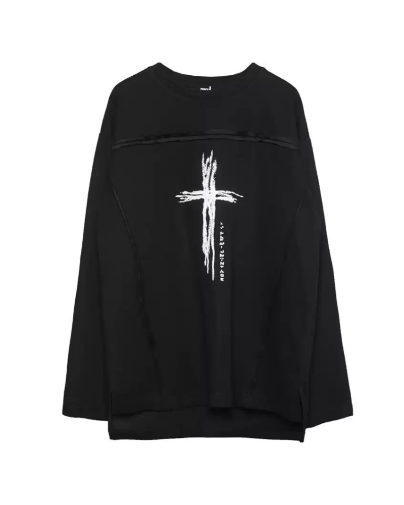 Streetwear Cross Print Sweatshirt