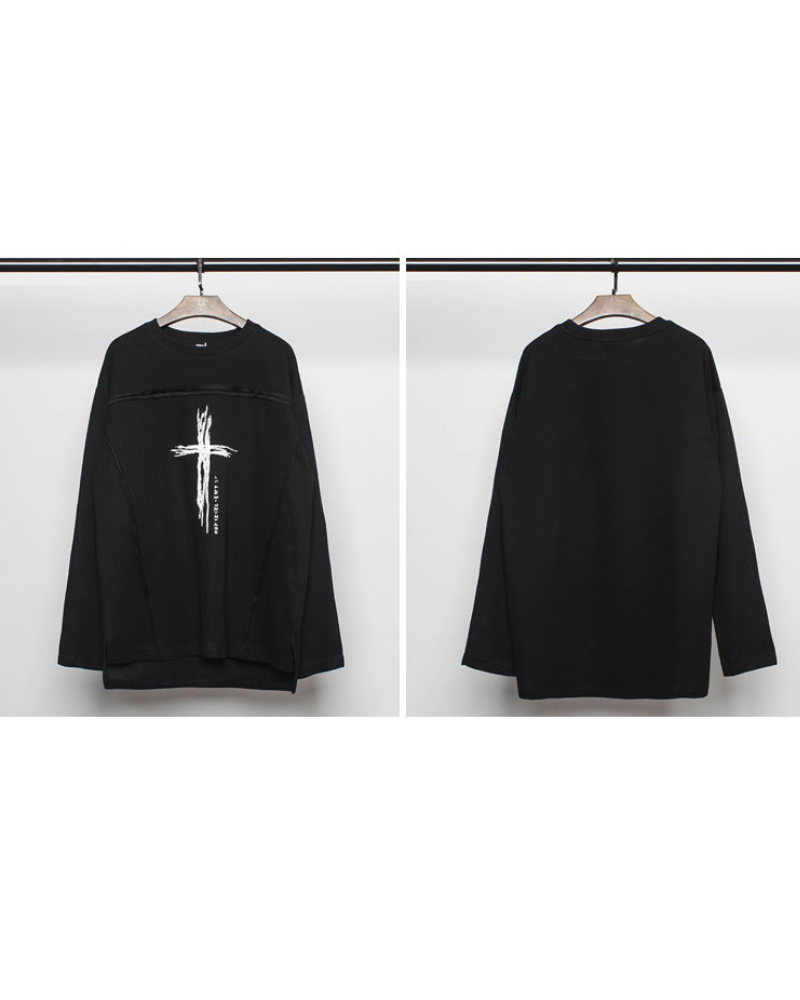 Streetwear Cross Print Sweatshirt