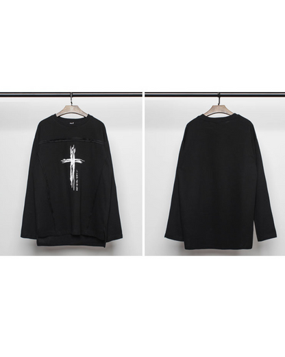 Streetwear Cross Print Sweatshirt