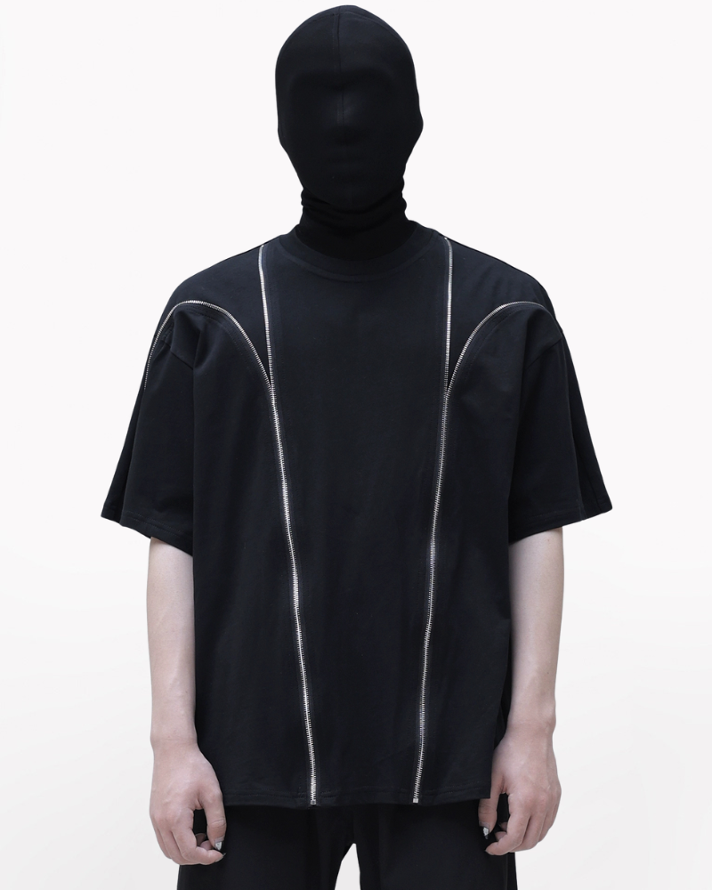 Opium Style Streetwear Deconstructed Zipper-Panel T-Shirt