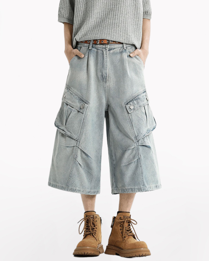 Streetwear Unisex Denim Cargo Shorts | Baggy Jorts