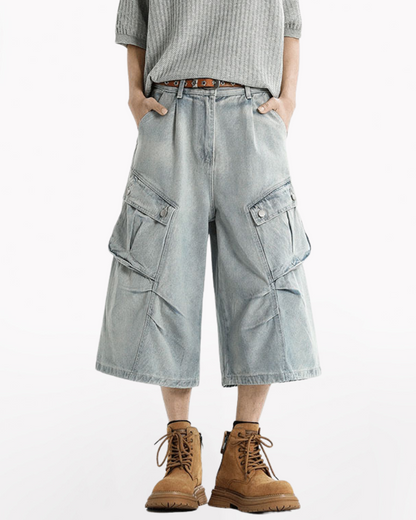 Streetwear Unisex Denim Cargo Shorts | Baggy Jorts