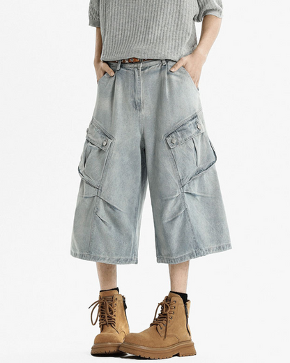 Streetwear Unisex Denim Cargo Shorts | Baggy Jorts