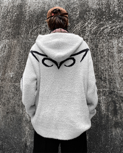 Streetwear Black Cardigan Sweater Hoodie