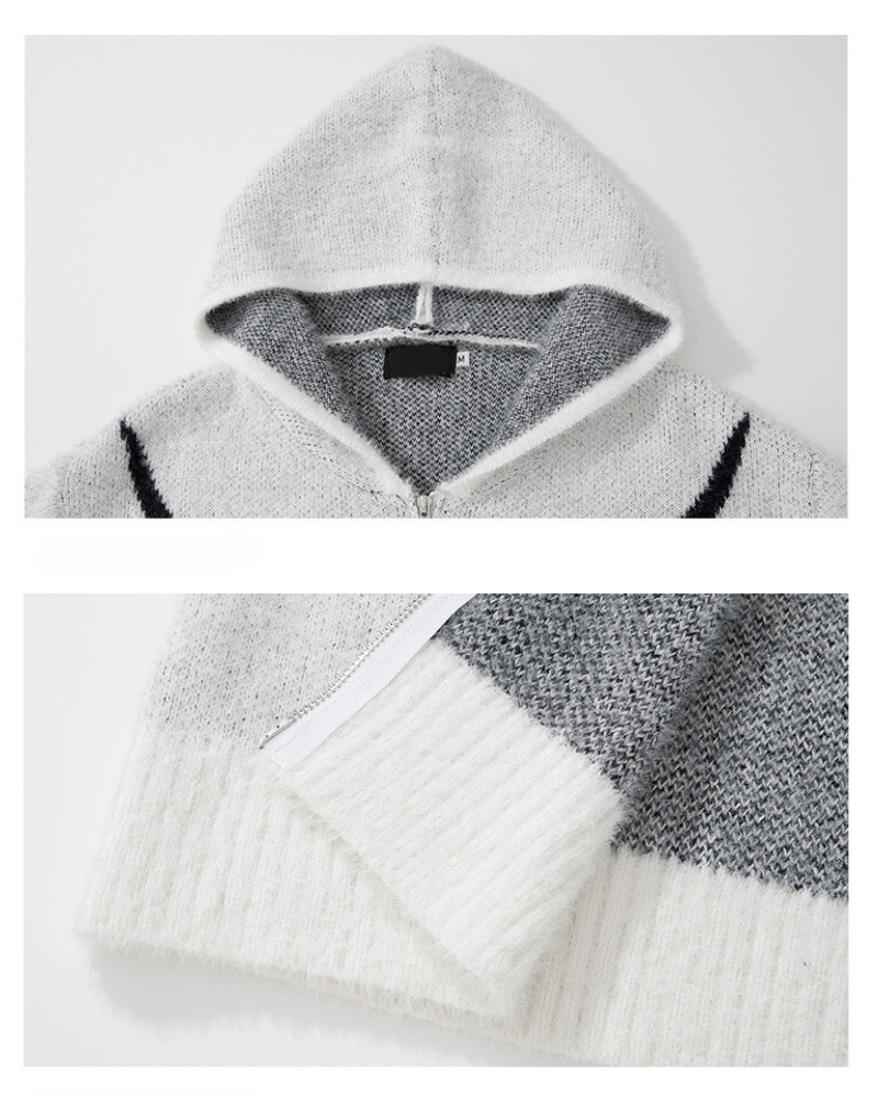 Streetwear Black Cardigan Sweater Hoodie