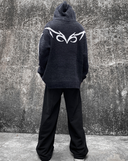 Streetwear Black Cardigan Sweater Hoodie